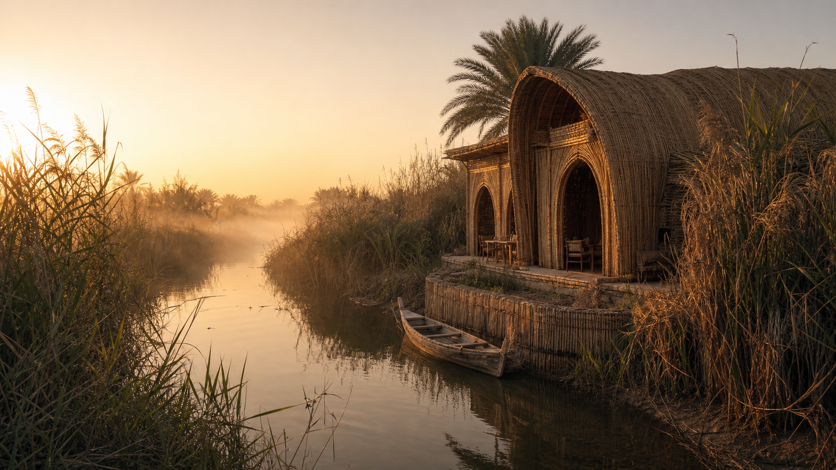 A peaceful rural cottage among palm trees
