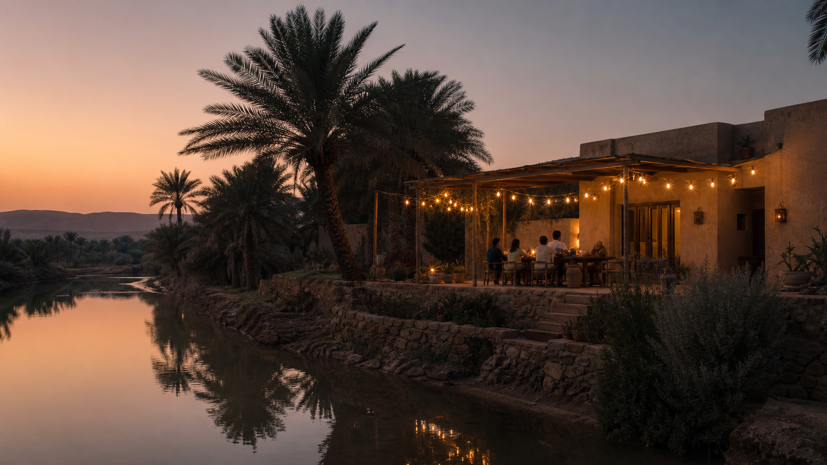 A rural house at sunset in Iraq
